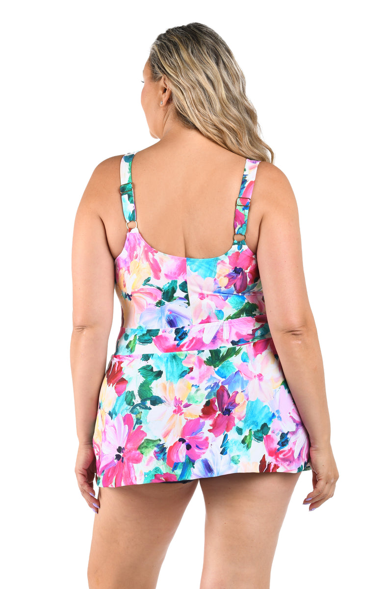 Spring Bouquet Empire Swim Dress One Piece