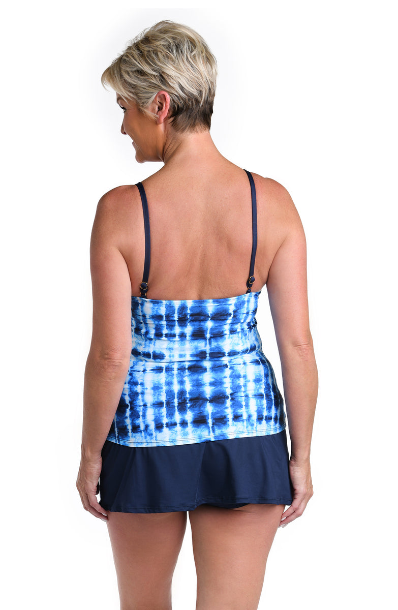 24th And Ocean Seas The Dye Underwire Cutout High Neck Tankini Top