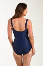 Maxine Of Hollywood Solids Over The Shoulder One Piece - Indigo