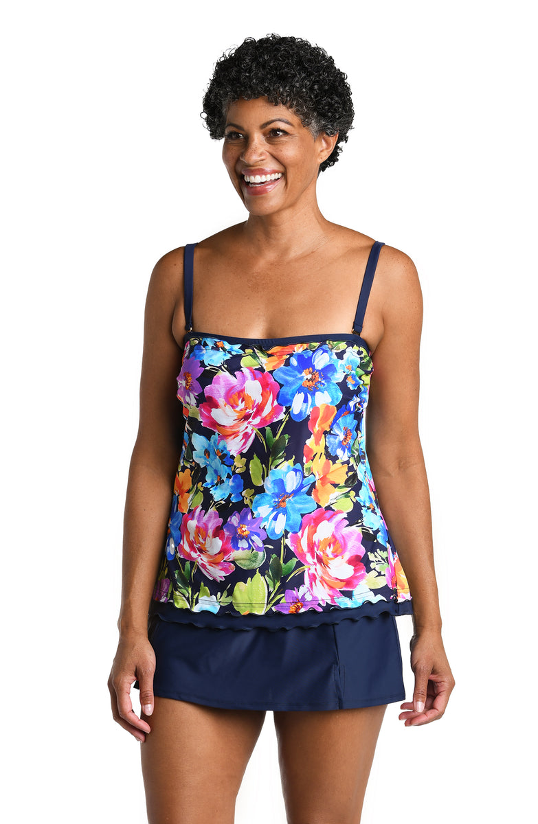 Botanic Garden Ruffled Bandeau Tankini Top – MAXINE OF HOLLYWOOD