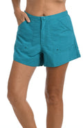 Maxine Of Hollywood Woven Solids Swim Board Short - Emerald