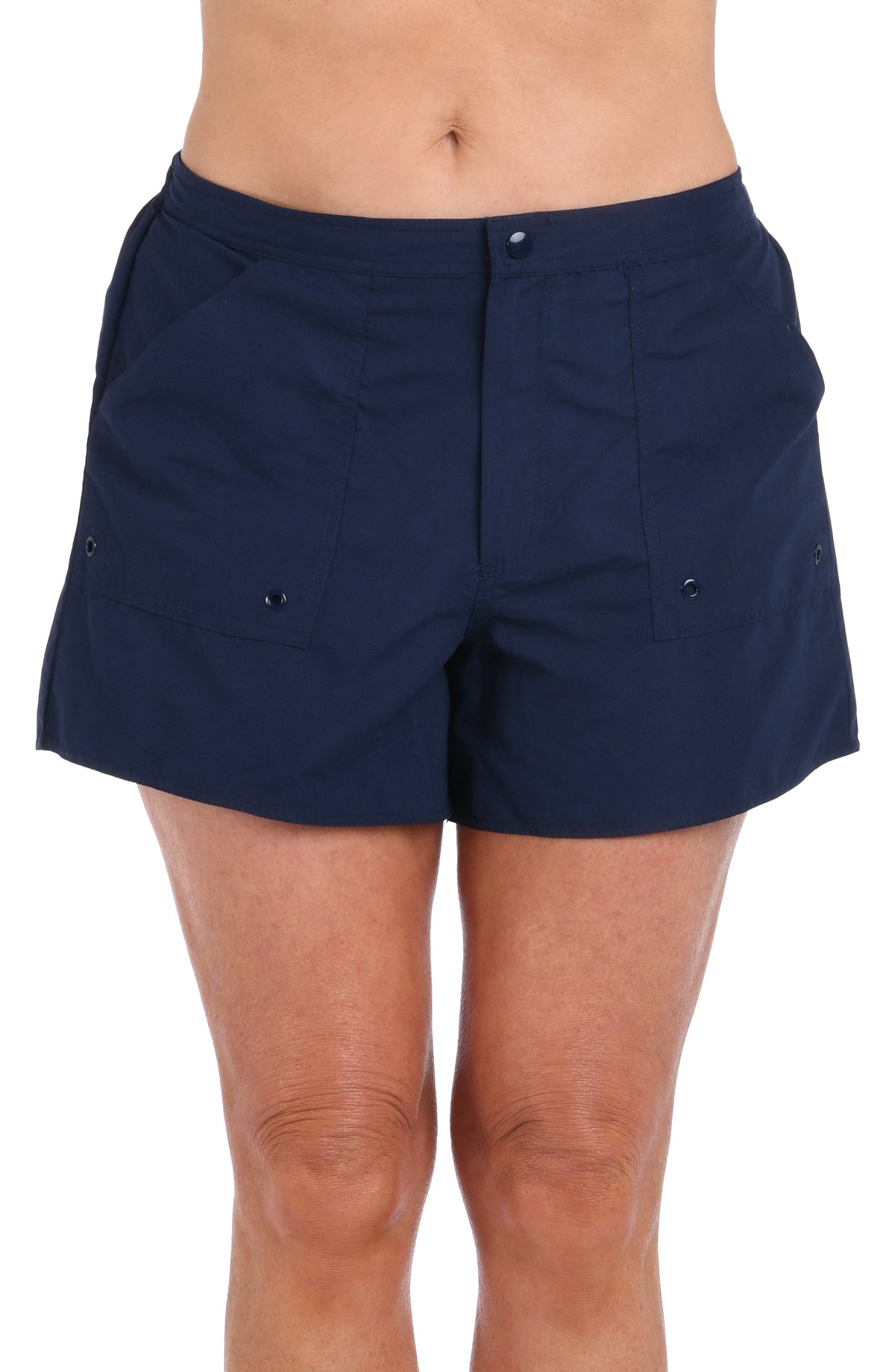 Maxine Of Hollywood Woven Solids Swim Board Short - Indigo