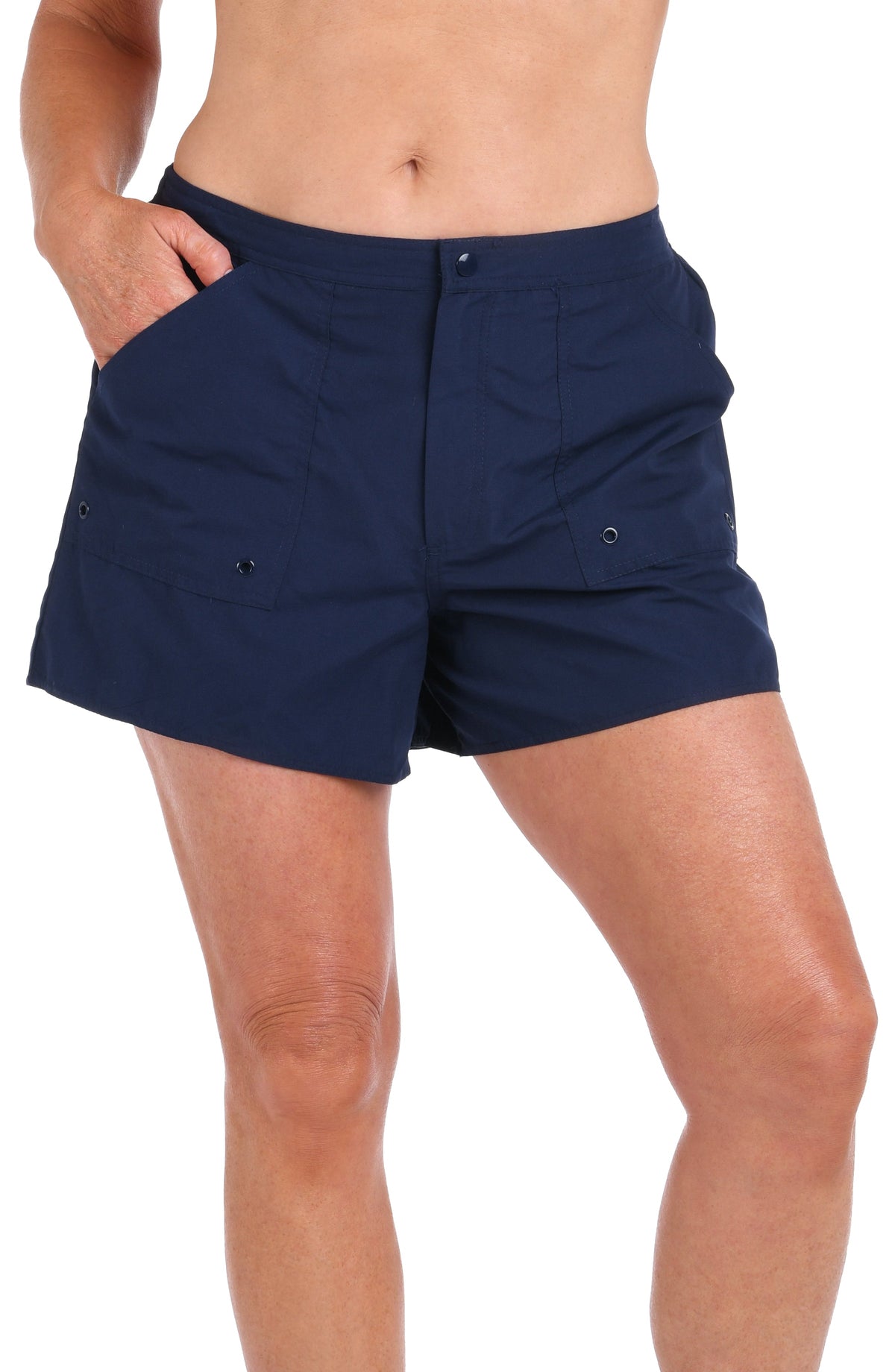 Maxine Of Hollywood Woven Solids Swim Board Short - Indigo