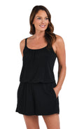 Maxine Of Hollywood Solids Swim Romper - Black