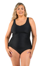 Solid Side Shirred One Piece (Plus Size)