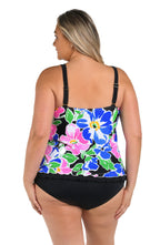 Summer Splash Floral Ruffle Bandeau Tankini Top (Plus Size) - Final Sale