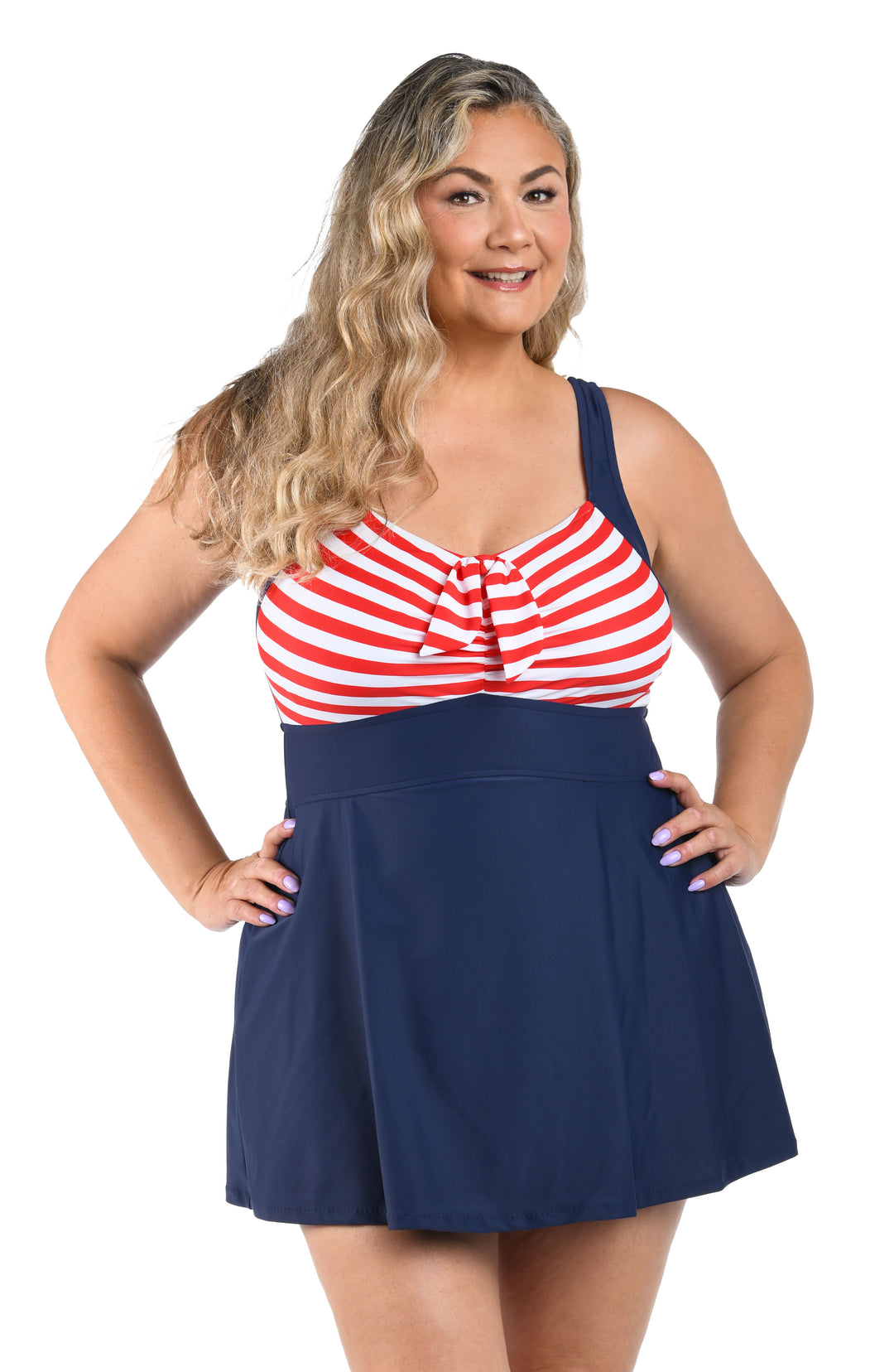 Miss Americana Empire Swim Dress One Piece (Plus Size)