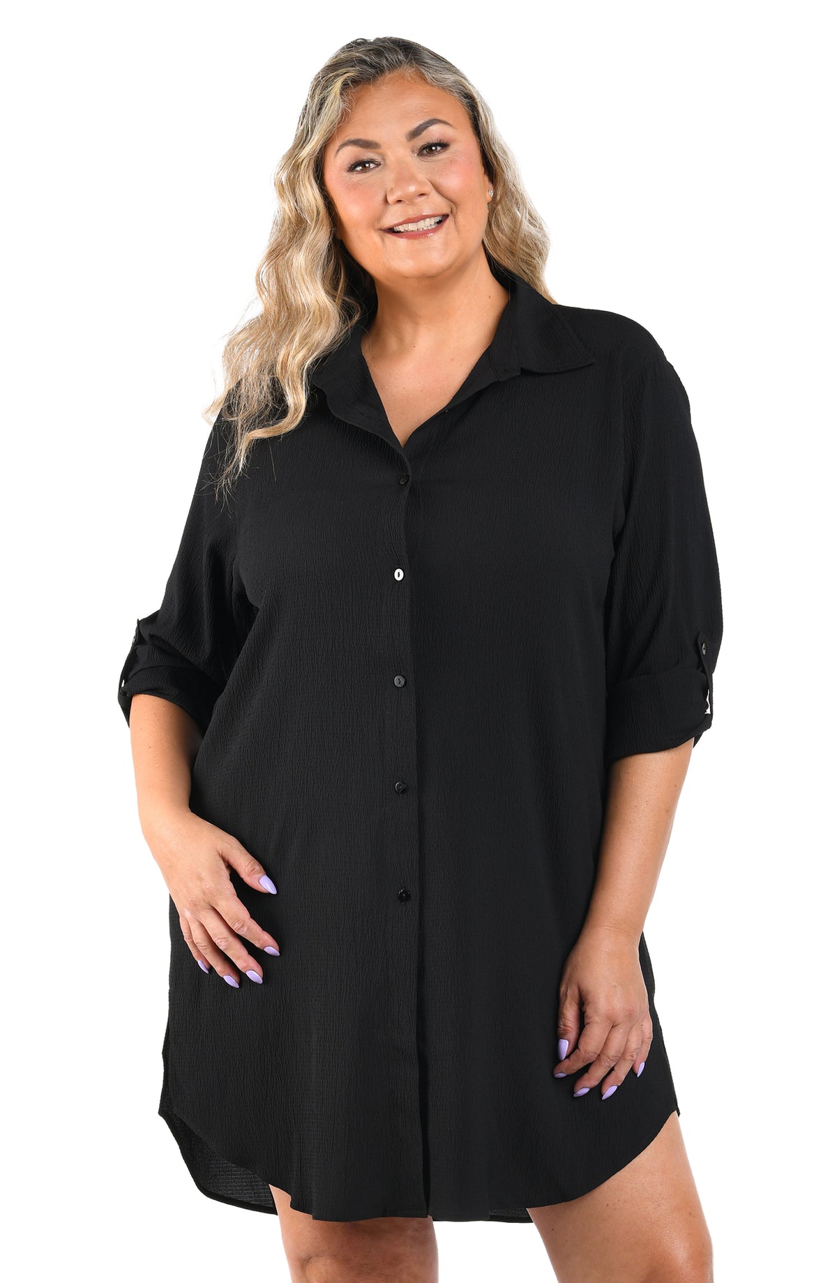 Maxine Of Hollywood Woven Covers Tunic - Black