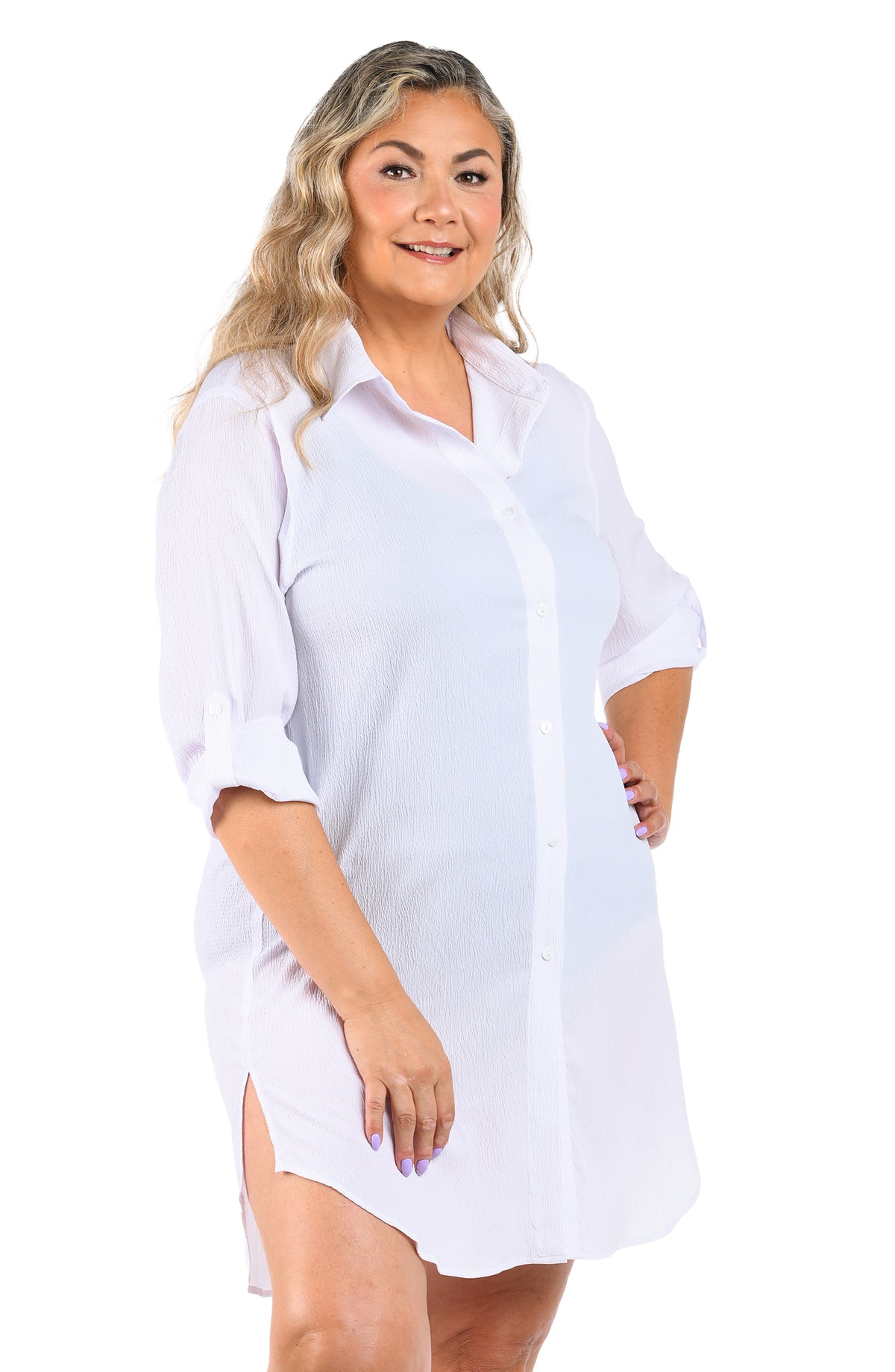 Maxine Of Hollywood Woven Covers Tunic - White