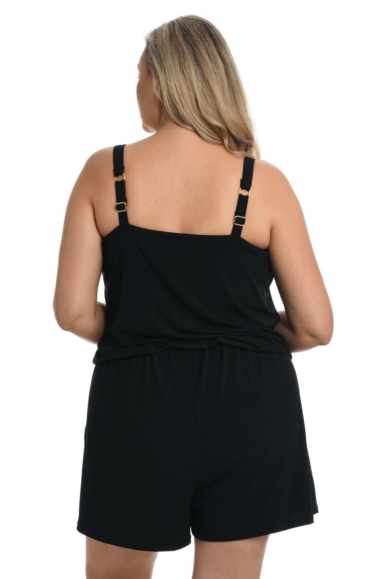 Maxine Of Hollywood Solids Swim Romper - Black