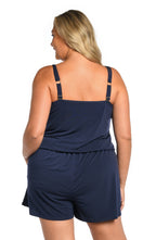 Maxine Of Hollywood Solids Swim Romper - Indigo