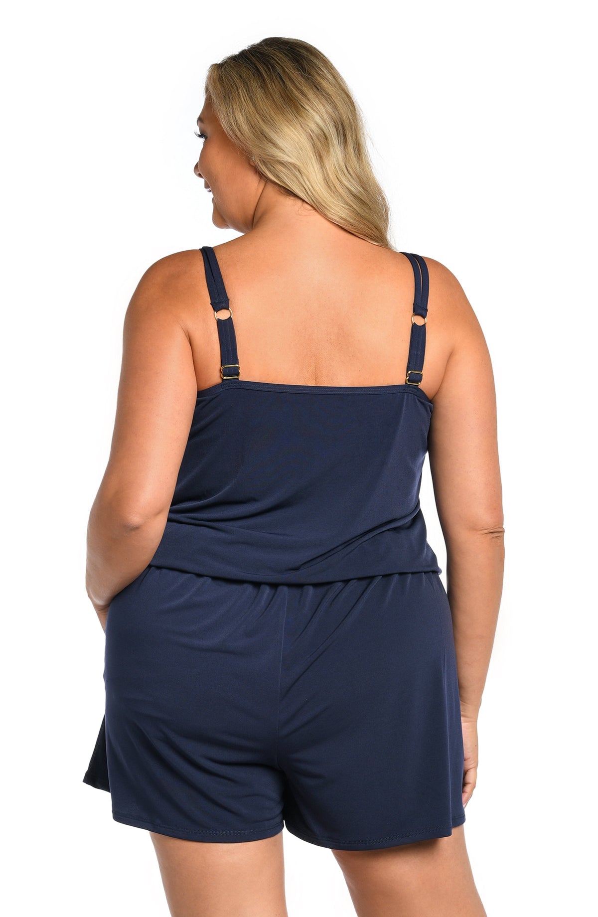 Maxine Of Hollywood Solids Swim Romper - Indigo