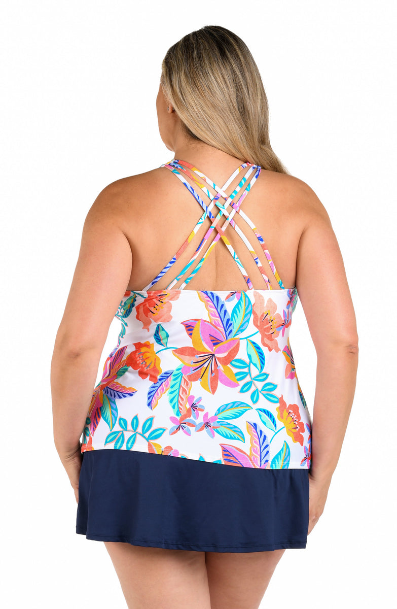 24th & Ocean Ibiza Palms Over The Shoulder Tankini Top