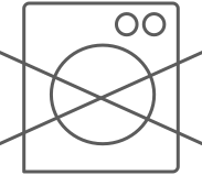 Washing machine with an "X" through it icon in gray outline