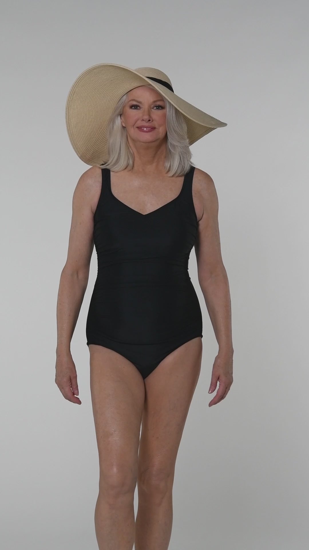 Maxine Of Hollywood Solids Over The Shoulder One Piece - Black