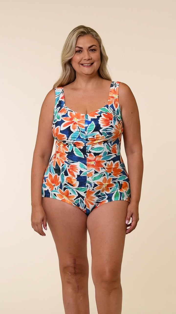 Women's Bright Day Shirring One Piece Swimsuit -Cupshe-Orange-XS