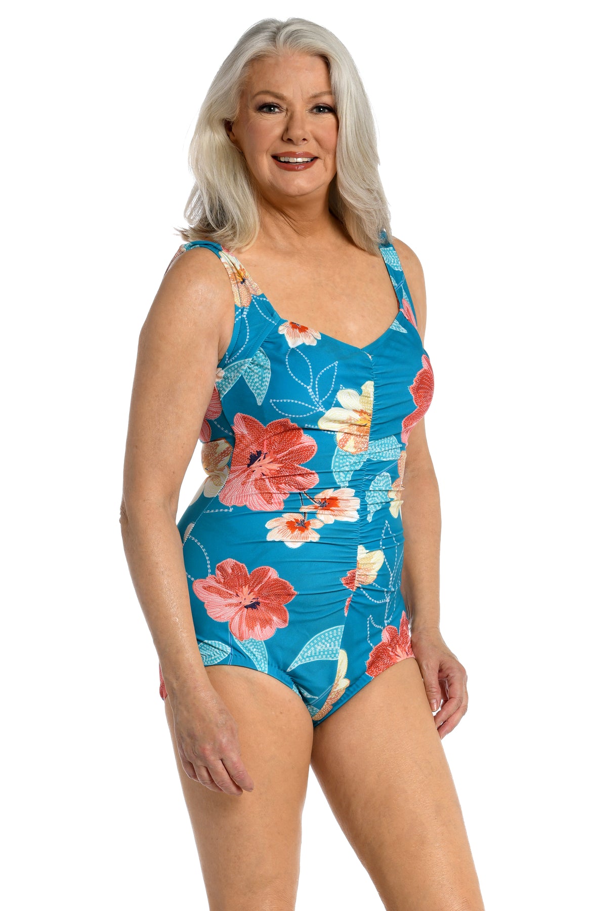 CHLORINE RESISTANT MAXINE OF HOLLYWOOD PRINTED SARONG ONE PIECE SWIMSUIT