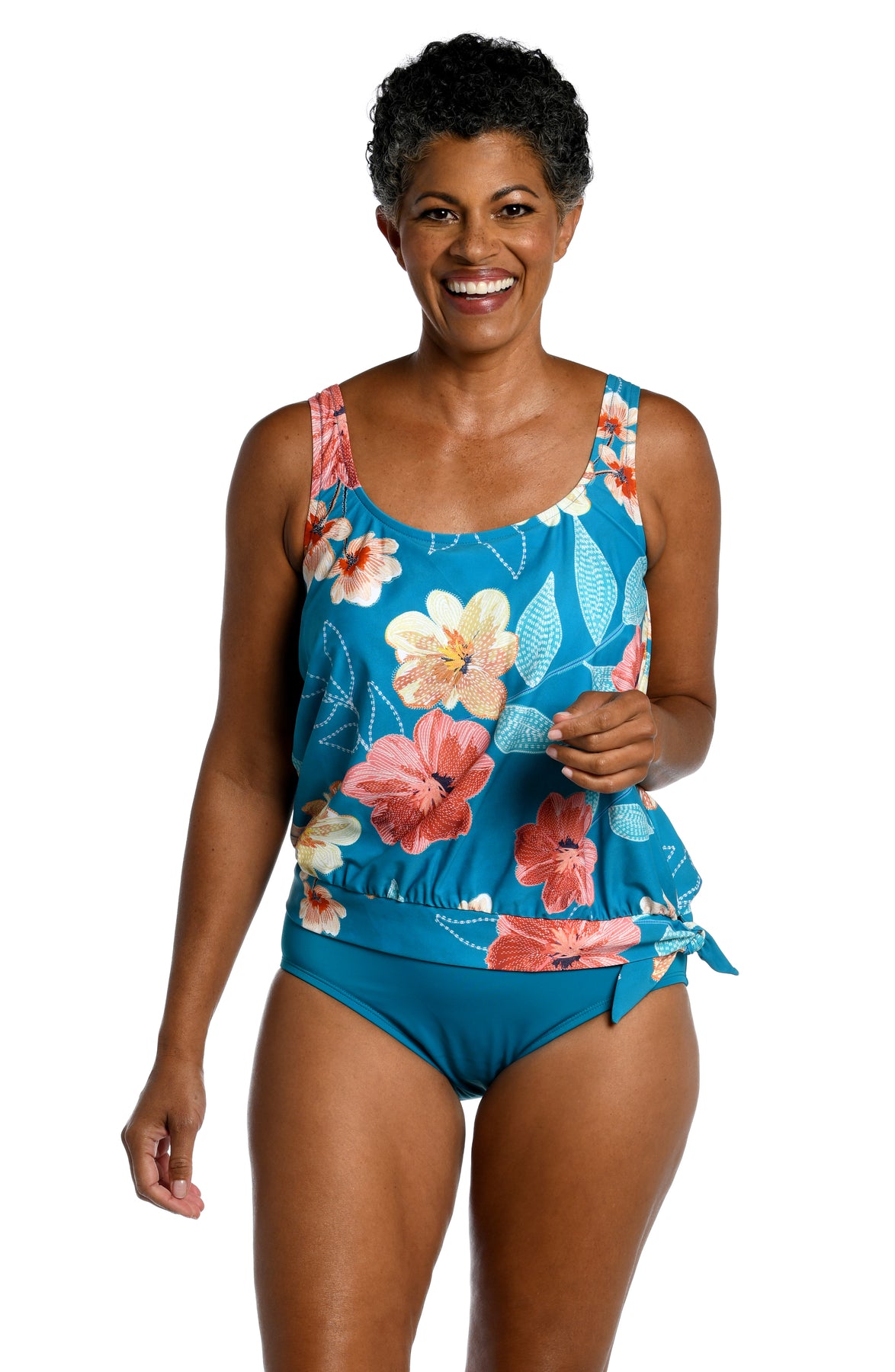 Stylish Plus Size Tankini Swimsuits Blouson Tankini Tops with Swim