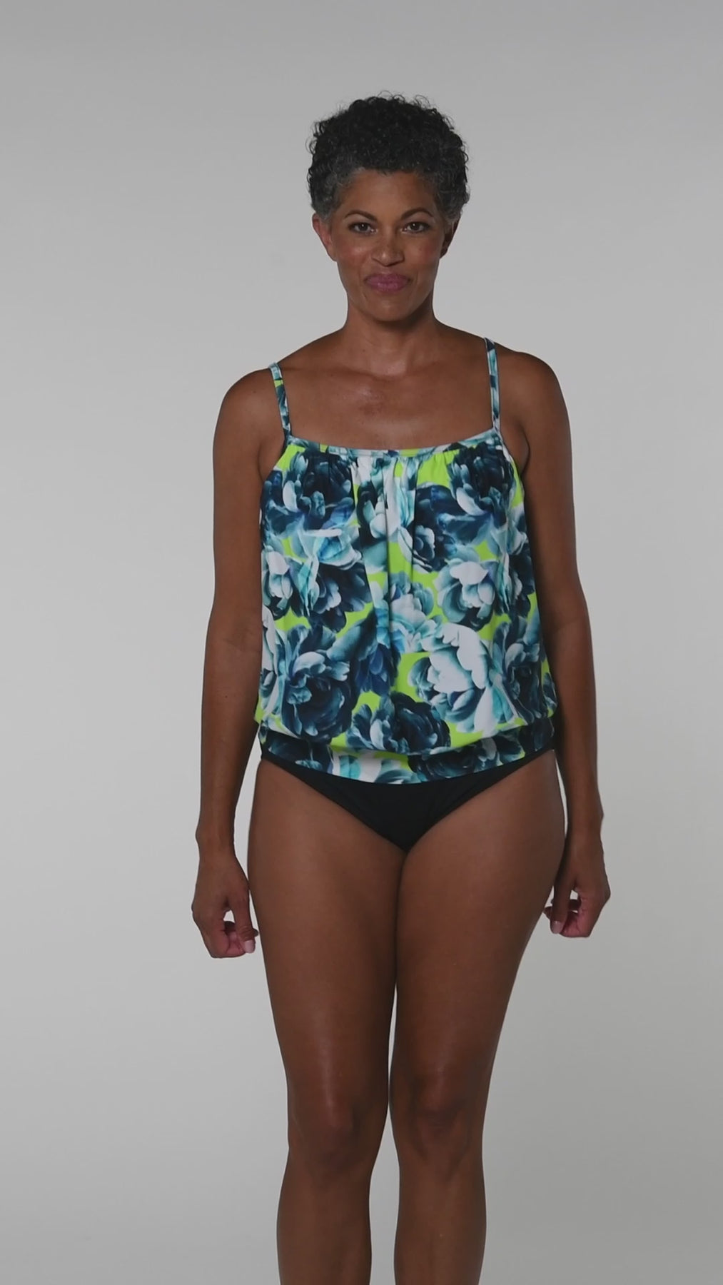 24th & Ocean Plus Size Sketched Floral Keyhole High Neck Underwire Tankini  Swim Top & Solid Tummy Control Swim Bottom | Dillard's